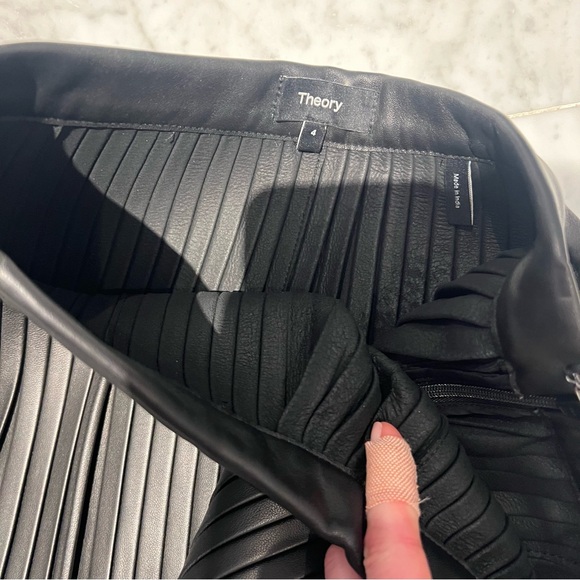 Theory Leather Pleated Mini Skirt - Picture 5 of 5